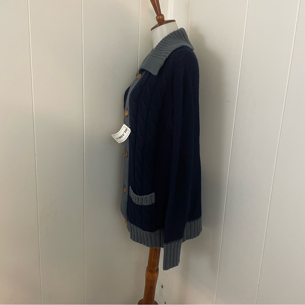 Vintage 100% Wool Cardigan Women’s M Long Sleeve Button Down Cable Knit - Picture 7 of 8